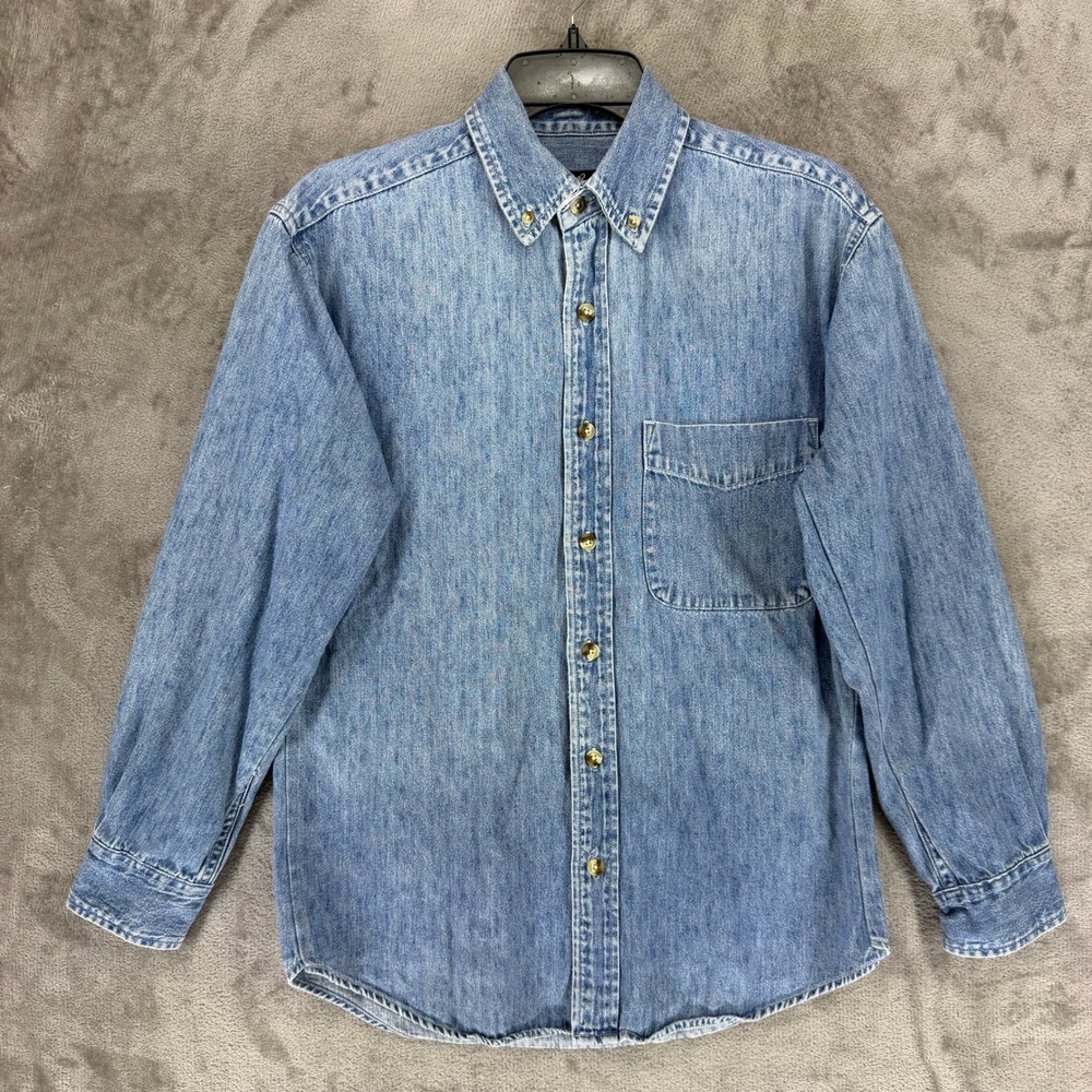 Eddie Bauer Shirt Mens S Denim Blue Button-down EUC